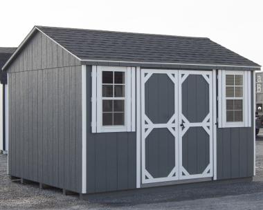 10x12 Peak Style Storage Shed with Dark Grey Siding