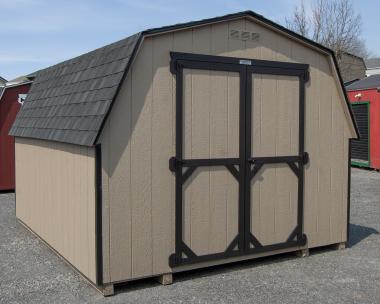 10x12 Madison Series (Economy Line) Mini Barn Style Storage Shed with Clay siding and black trim