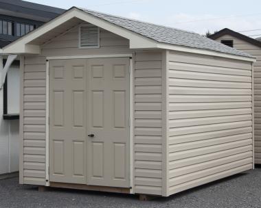 8x12 Front Entry Peak Storage Shed with vinyl siding