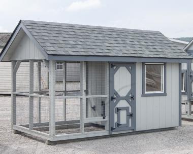 6x12 King Coop Style Chicken Coop with Light Grey Siding and Dark Grey Trim