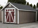 10x20 Cape Cod Storage Shed with Rampage Door (shown closed in door mode)