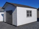 12x16 Front Entry Peak White Vinyl Siding Bronze Trim and Doors