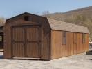 12x32 Gambrel Dutch Barn Style Storage Shed With Coffee Brown LP Smart Side, brown trim, and a shingle roof