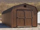 12x32 Gambrel Dutch Barn Style Storage Shed With Coffee Brown LP Smart Side, brown trim, and a shingle roof